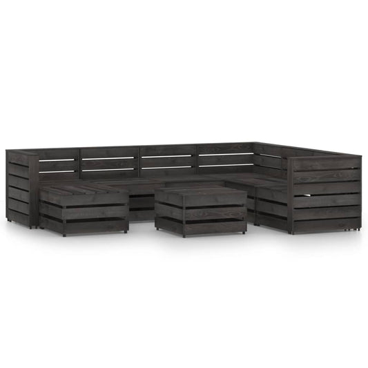 Set Divani da Giardino 8 pz in Legno di Pino Impregnato Grigio - homemem39