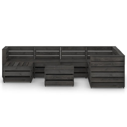 Set Divani da Giardino 8 pz in Legno di Pino Impregnato Grigio - homemem39