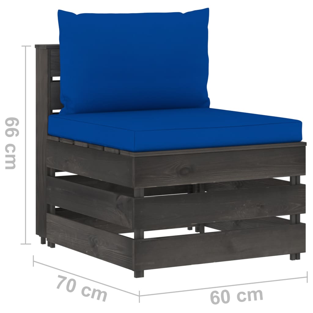 Divano da Giardino 4 Posti con Cuscini Legno Impregnato Grigio - homemem39