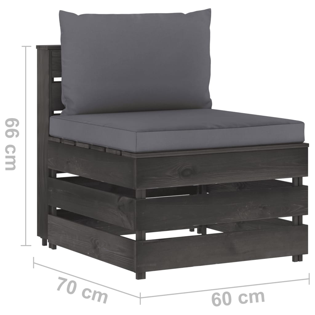 Set Divani da Giardino con Cuscini 6 pz Legno Impregnato Grigio - homemem39