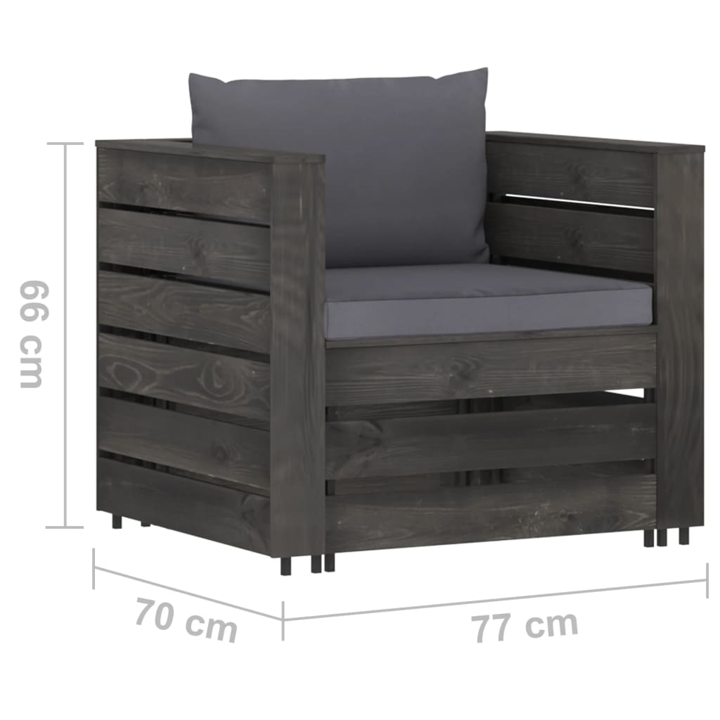 Set Divani da Giardino con Cuscini 6 pz Legno Impregnato Grigio - homemem39