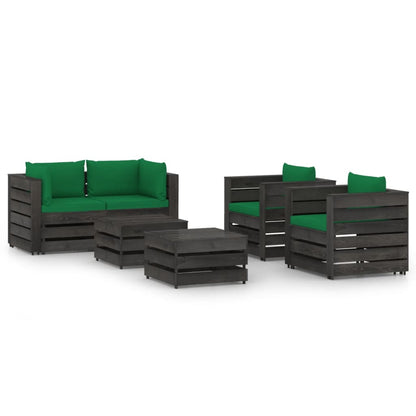 Set Divani da Giardino con Cuscini 6 pz Legno Impregnato Grigio - homemem39