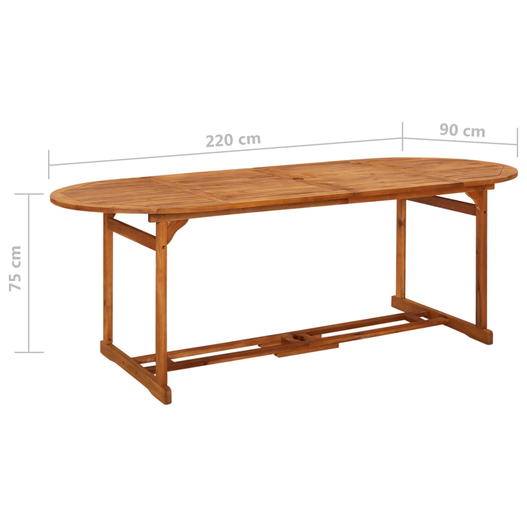 Tavolo da Pranzo per Esterni 220x90x75cm Legno Massello Acacia - homemem39