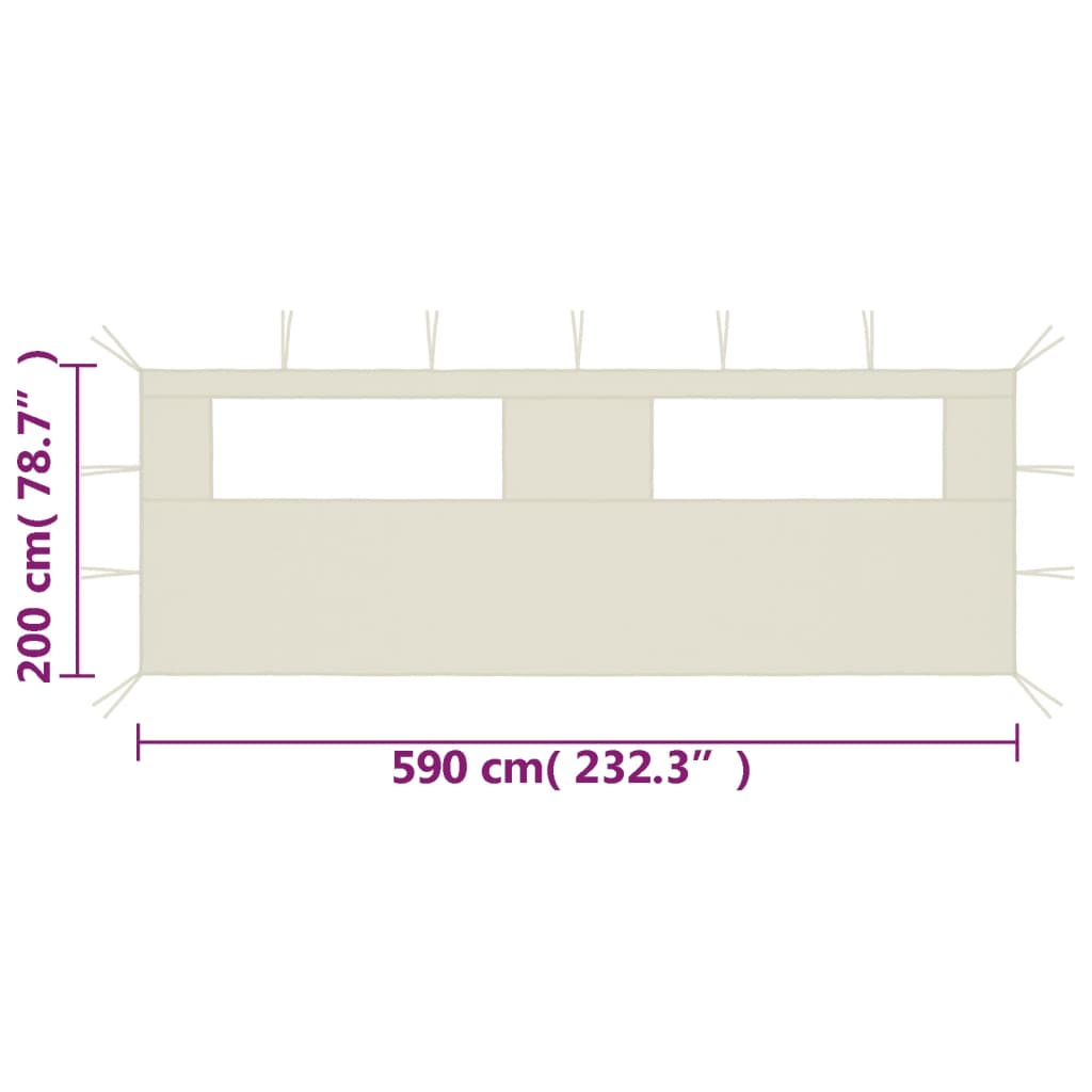 Parete con Finestre per Gazebo 6x2 m Crema - homemem39