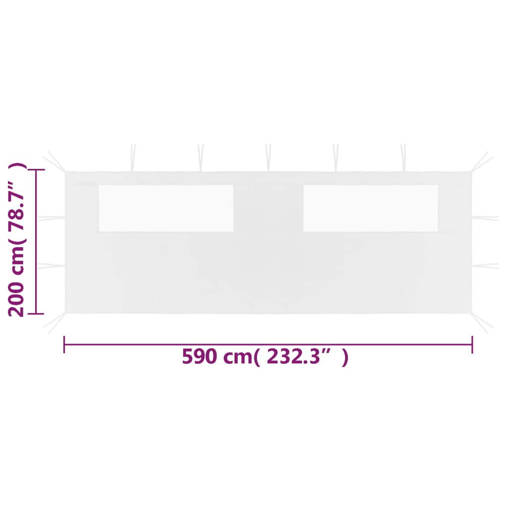 Parete con Finestre per Gazebo 6x2 m Bianca - homemem39