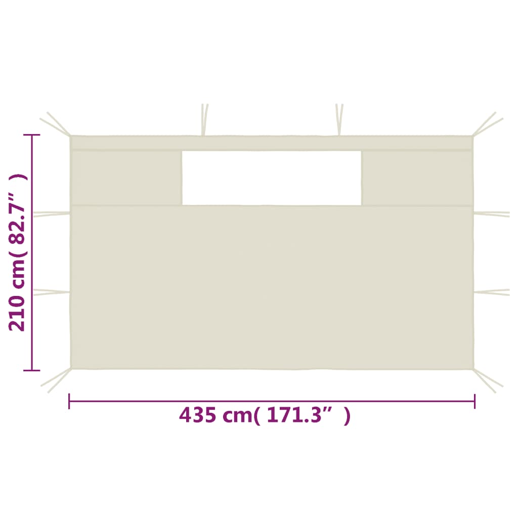 Pareti con Finestre per Gazebo 2 pz Crema - homemem39