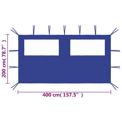 Parete con Finestre per Gazebo 4x2 m Blu - homemem39