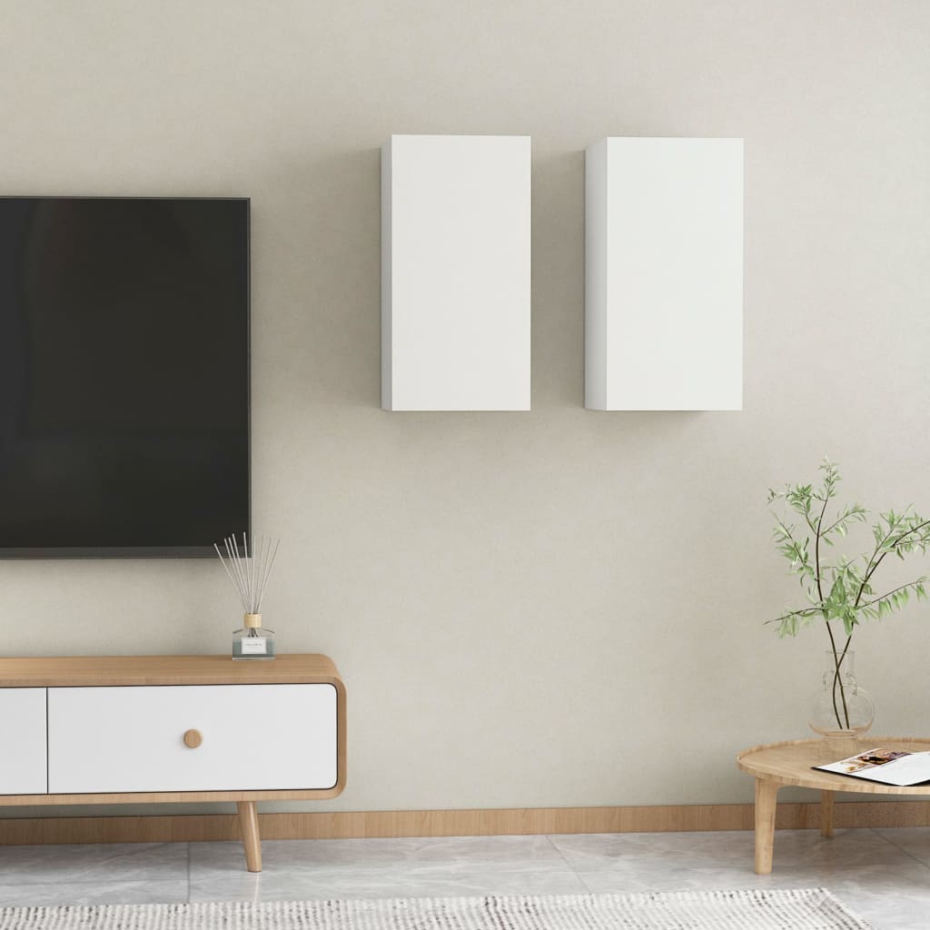 Mobili TV Bianchi 2 pz 30,5x30x60 cm in Legno Multistrato - homemem39