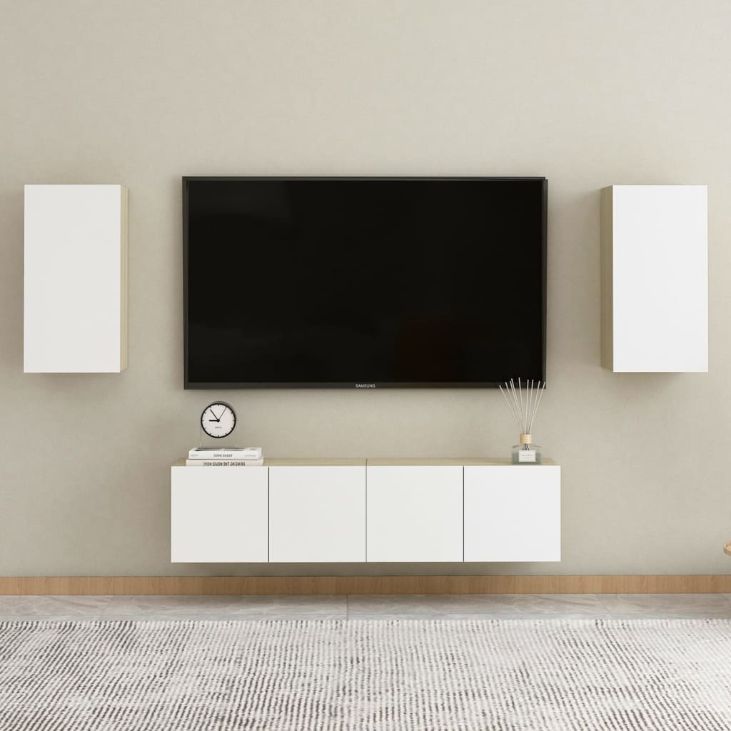 Mobile TV Bianco e Rovere Sonoma 30,5x30x60 cm in Truciolato - homemem39