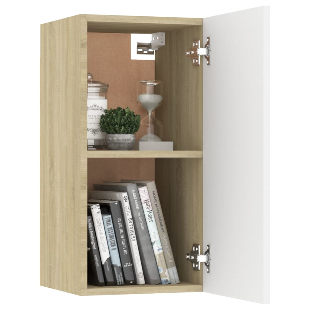 Mobili TV 2pz Bianco e Rovere Sonoma 30,5x30x60 cm Multistrato - homemem39