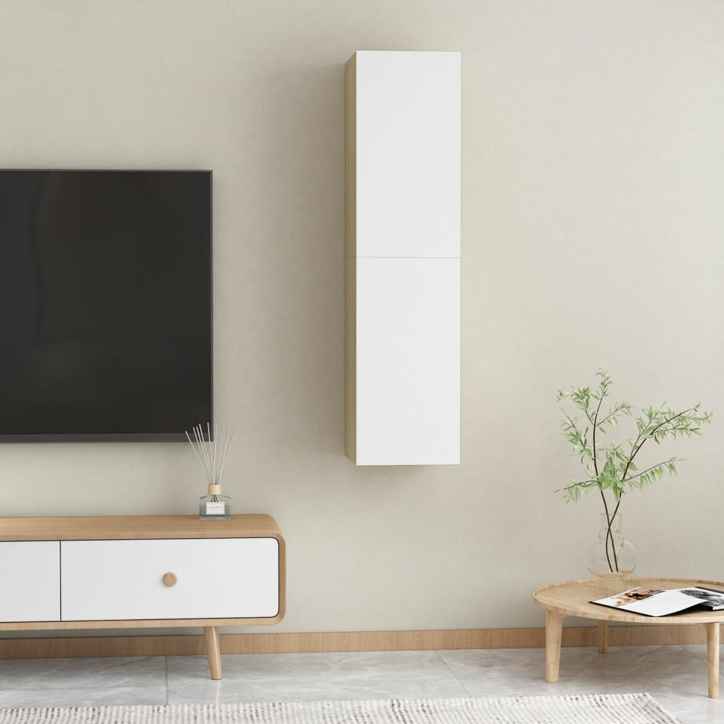 Mobili TV 2pz Bianco e Rovere Sonoma 30,5x30x60 cm Multistrato - homemem39