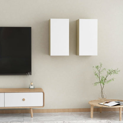 Mobili TV 2pz Bianco e Rovere Sonoma 30,5x30x60 cm Multistrato - homemem39