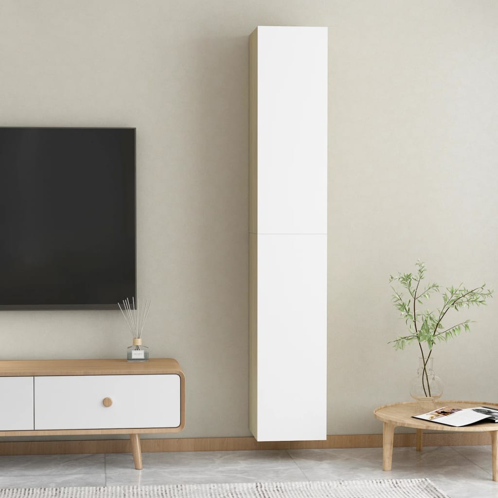 Mobili TV 2pz Bianco e Rovere Sonoma 30,5x30x90 cm Multistrato - homemem39