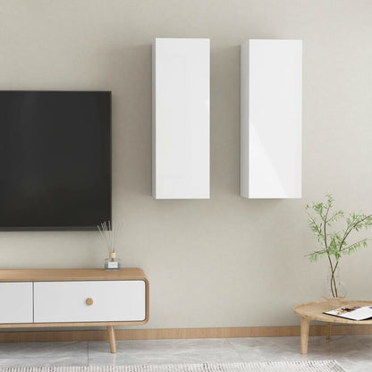 Mobili TV Bianco Lucido 2 pz 30,5x30x90 cm in Truciolato - homemem39