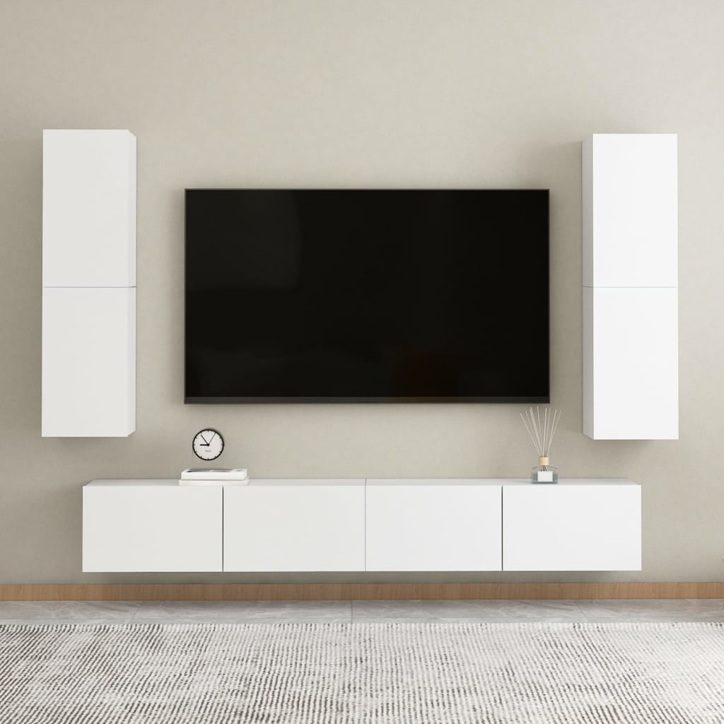 Mobili TV Bianchi 2 pz 30,5x30x110 cm in Truciolato - homemem39