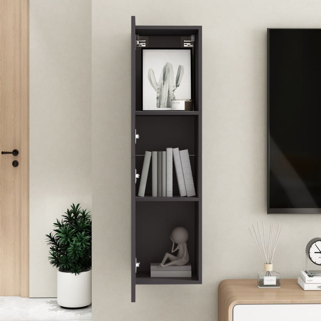 Mobile Porta TV Grigio 30,5x30x110 cm in Legno Multistrato - homemem39