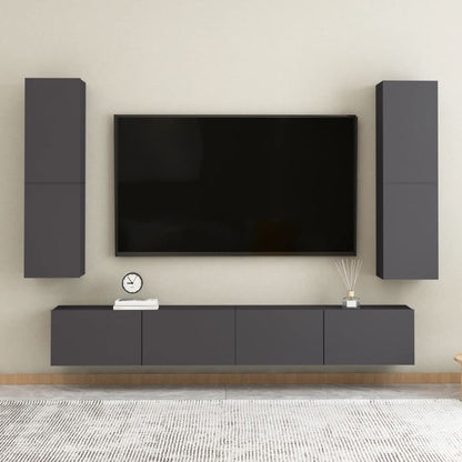 Mobili Porta TV 2pz Grigi 30,5x30x110 cm in Legno Multistrato - homemem39