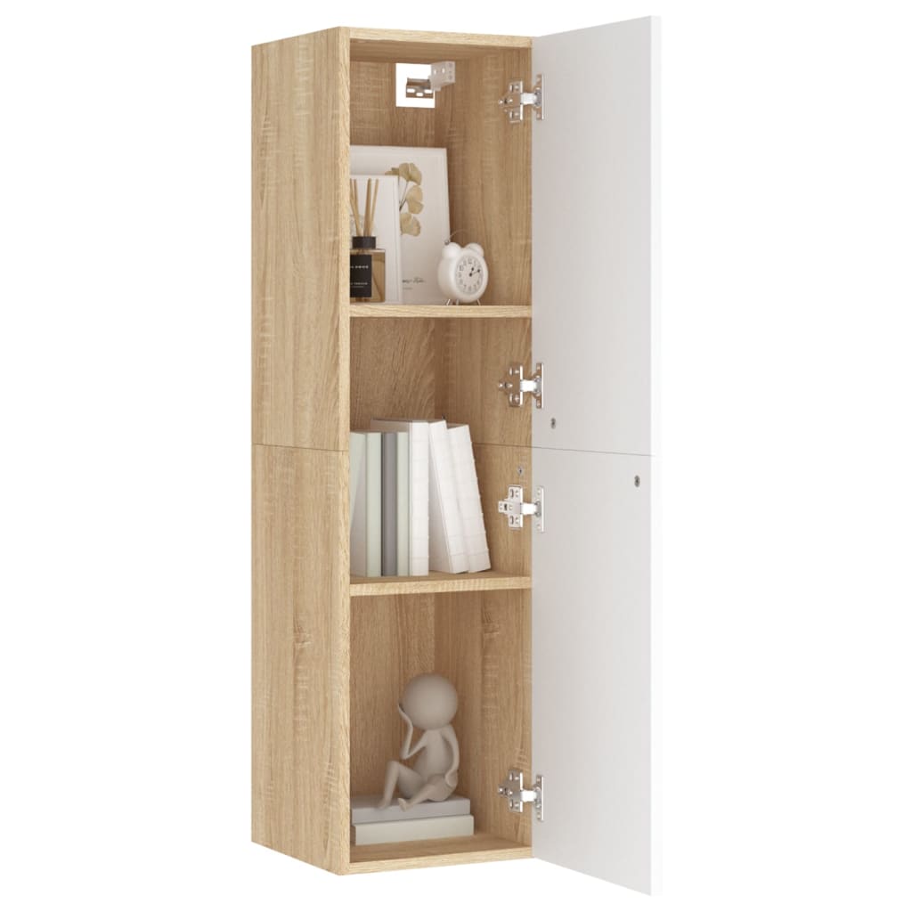 Mobile TV Bianco Rovere Sonoma 30,5x30x110 cm Legno Multistrato - homemem39