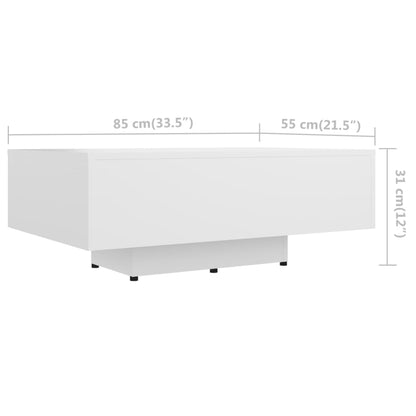 Tavolino da Salotto Bianco 85x55x31 cm in Legno Multistrato - homemem39