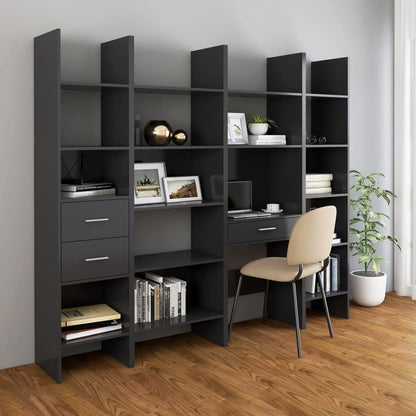 Libreria Grigia 60x35x180 cm in Legno Multistrato - homemem39