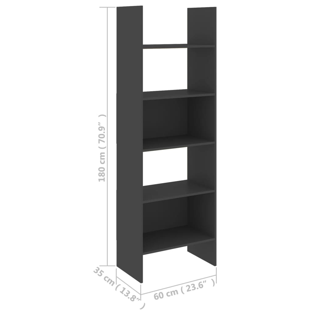 Libreria Grigia 60x35x180 cm in Legno Multistrato - homemem39