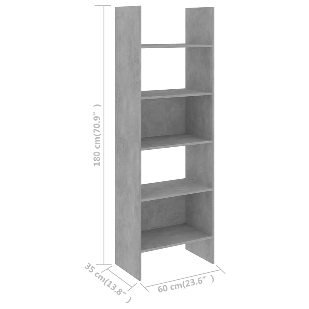 Libreria Grigio Cemento 60x35x180 cm in Truciolato - homemem39