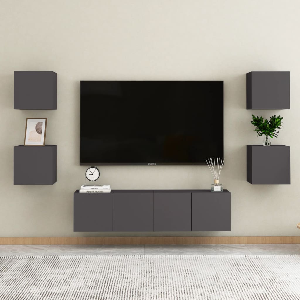 Armadietto a Parete per TV Grigio 30,5x30x30 cm - homemem39