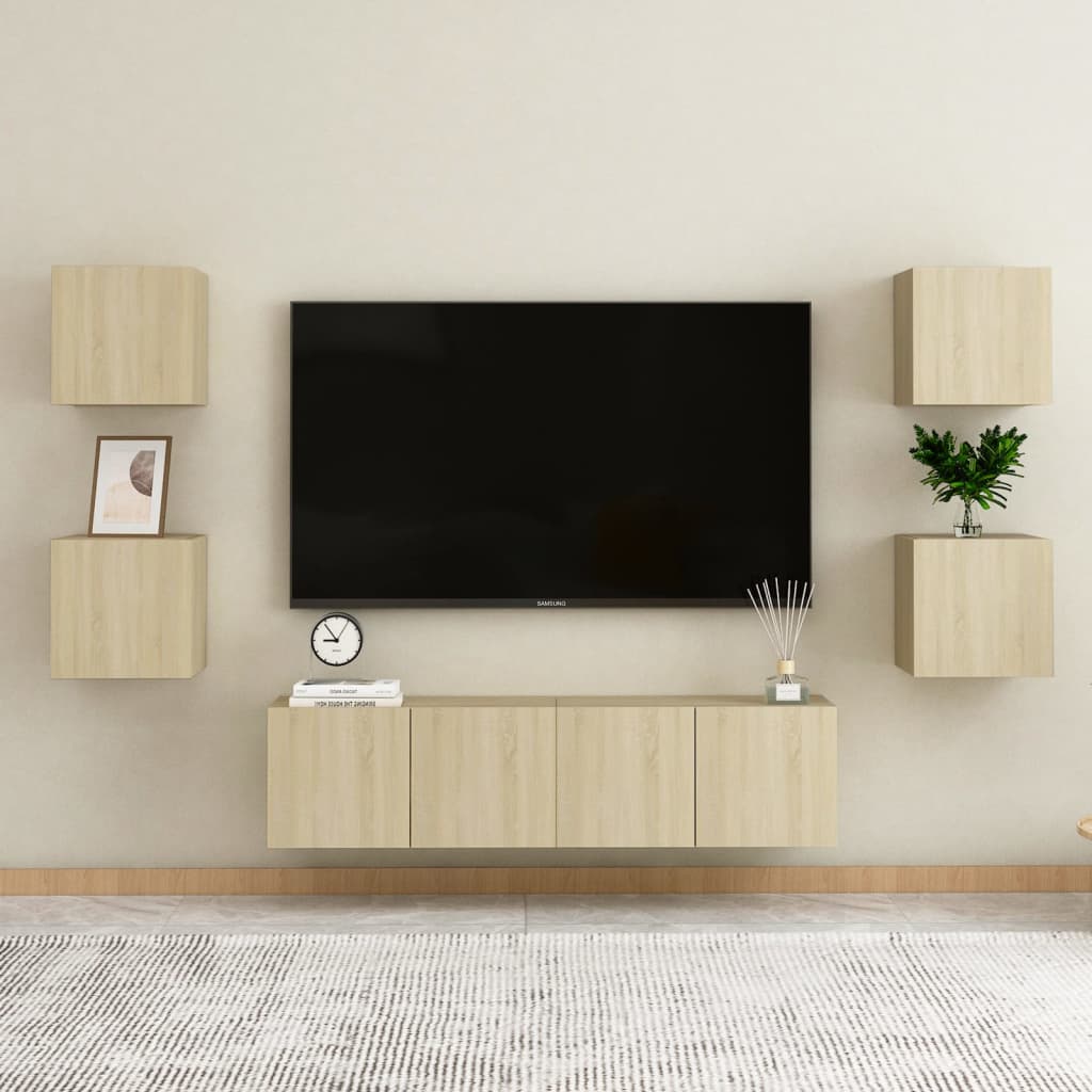 Armadietti a Parete per TV 2 pz Rovere Sonoma 30,5x30x30 cm - homemem39