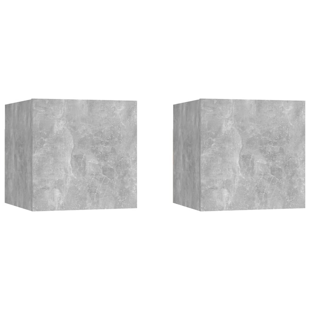 Armadietti a Parete per TV 2 pz Grigio Cemento 30,5x30x30 cm - homemem39