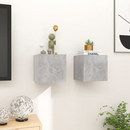 Armadietti a Parete per TV 2 pz Grigio Cemento 30,5x30x30 cm - homemem39