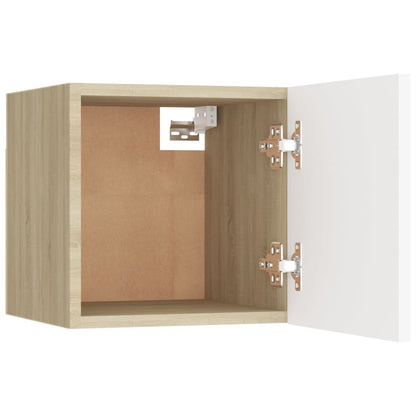 Armadietti a Parete per TV 4 pz Bianco e Rovere 30,5x30x30 cm - homemem39