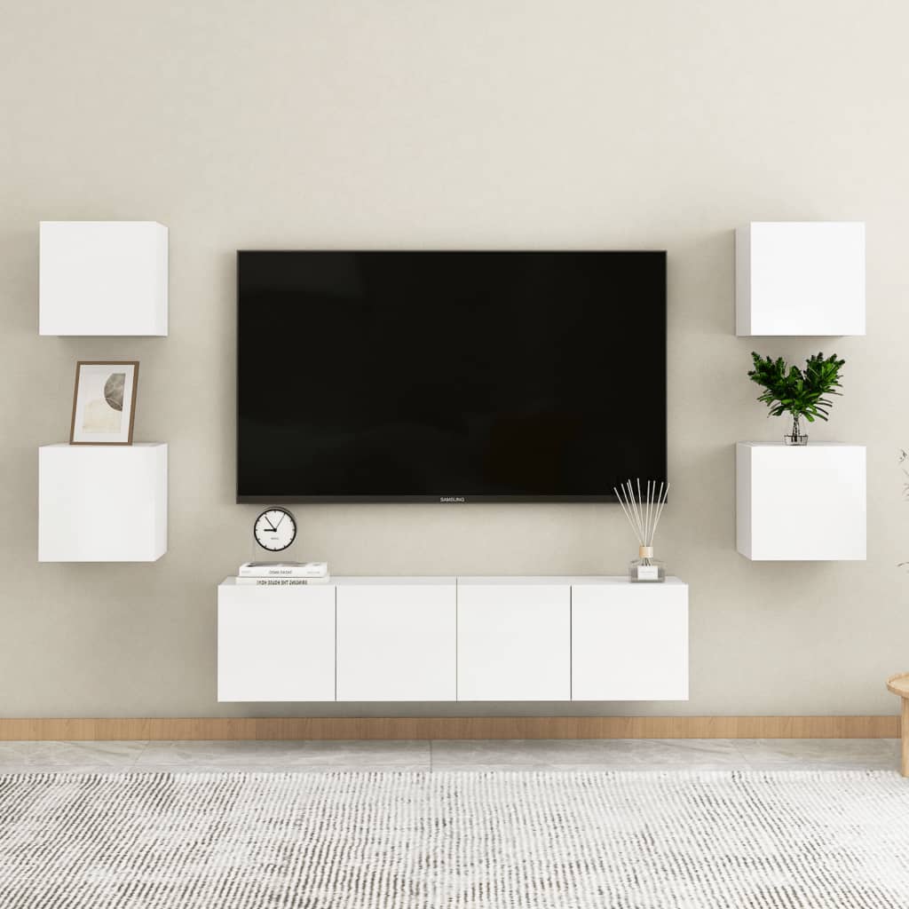 Armadietto a Parete per TV Bianco Lucido 30,5x30x30 cm - homemem39