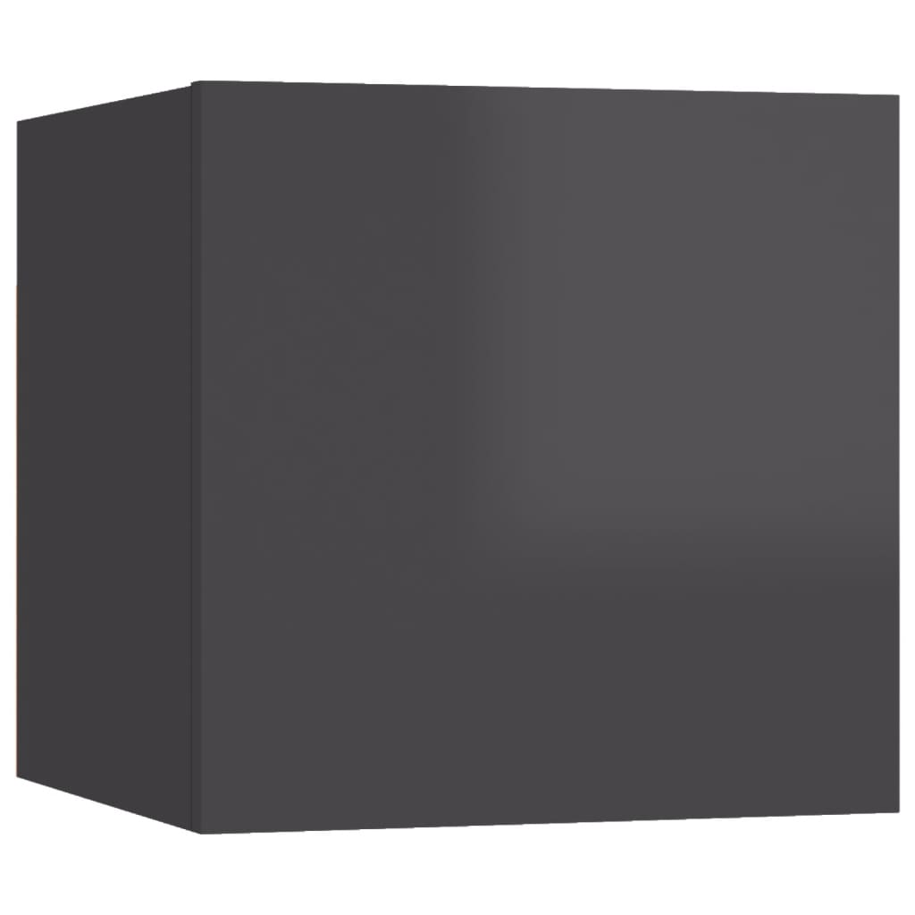 Armadietti a Parete per TV 2 pz Grigio Lucido 30,5x30x30 cm - homemem39