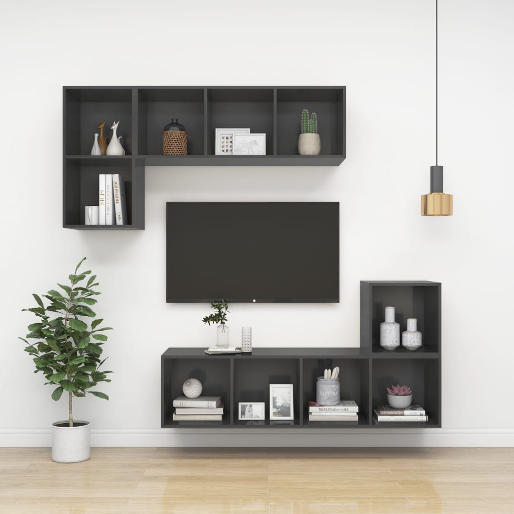 Armadietto da Parete per TV Grigio 37x37x72 cm in Truciolato - homemem39