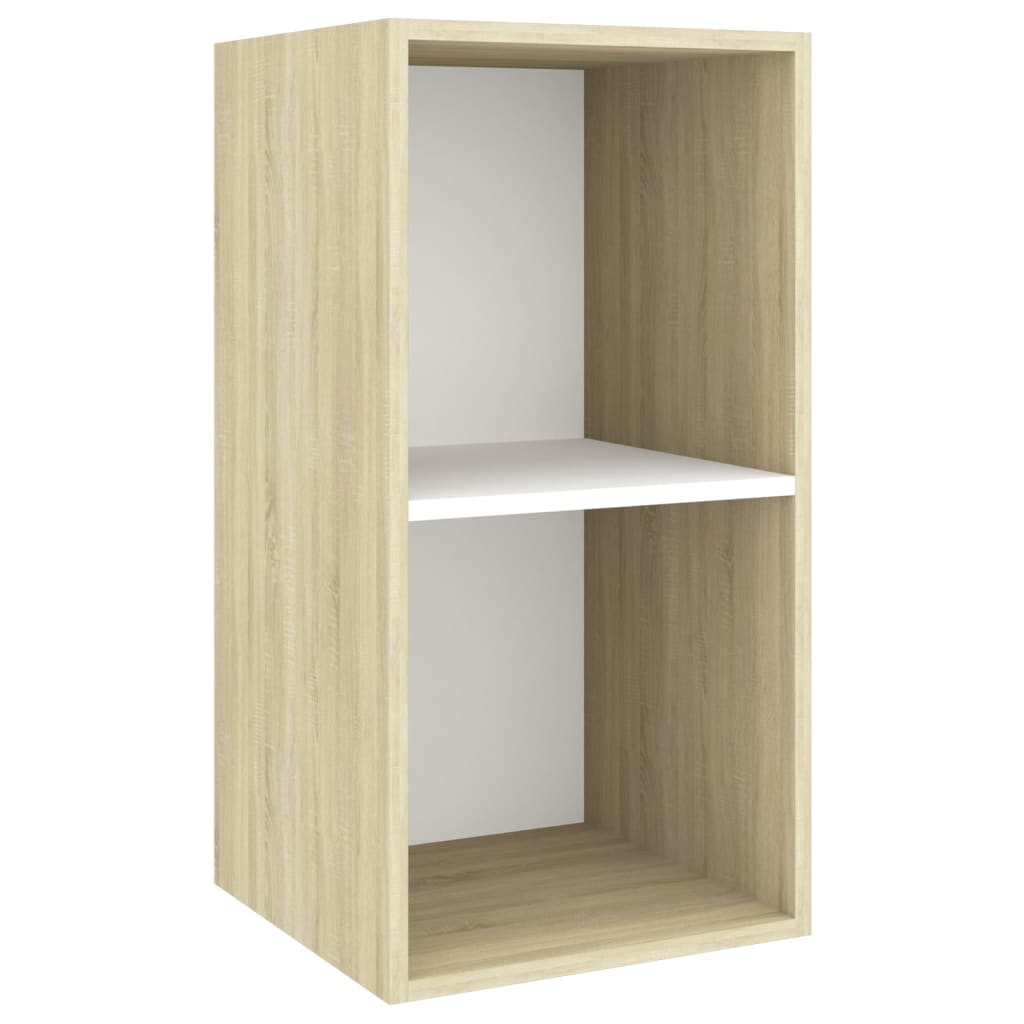 Armadietto per TV Bianco e Rovere Sonoma 37x37x72 cm Truciolato - homemem39