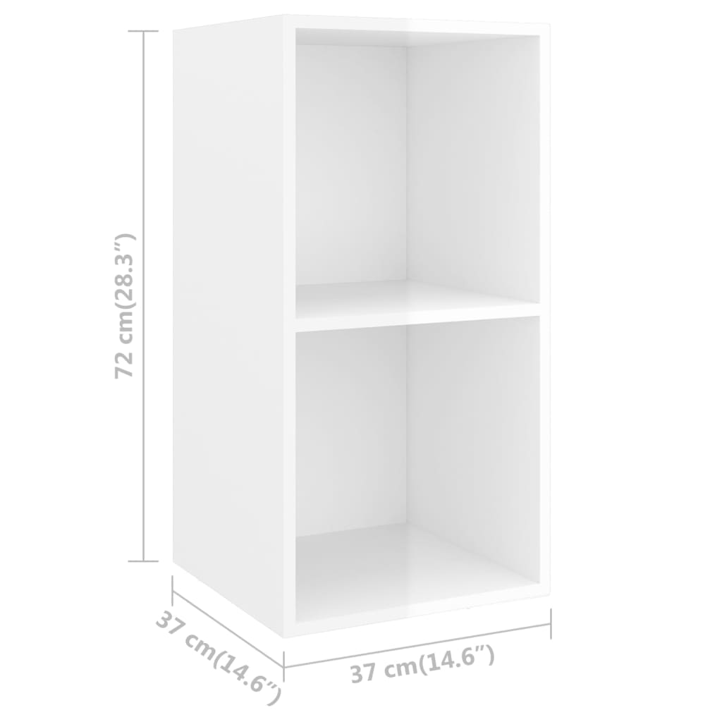 Armadietto da Parete per TV Bianco Lucido 37x37x72cm Truciolato - homemem39