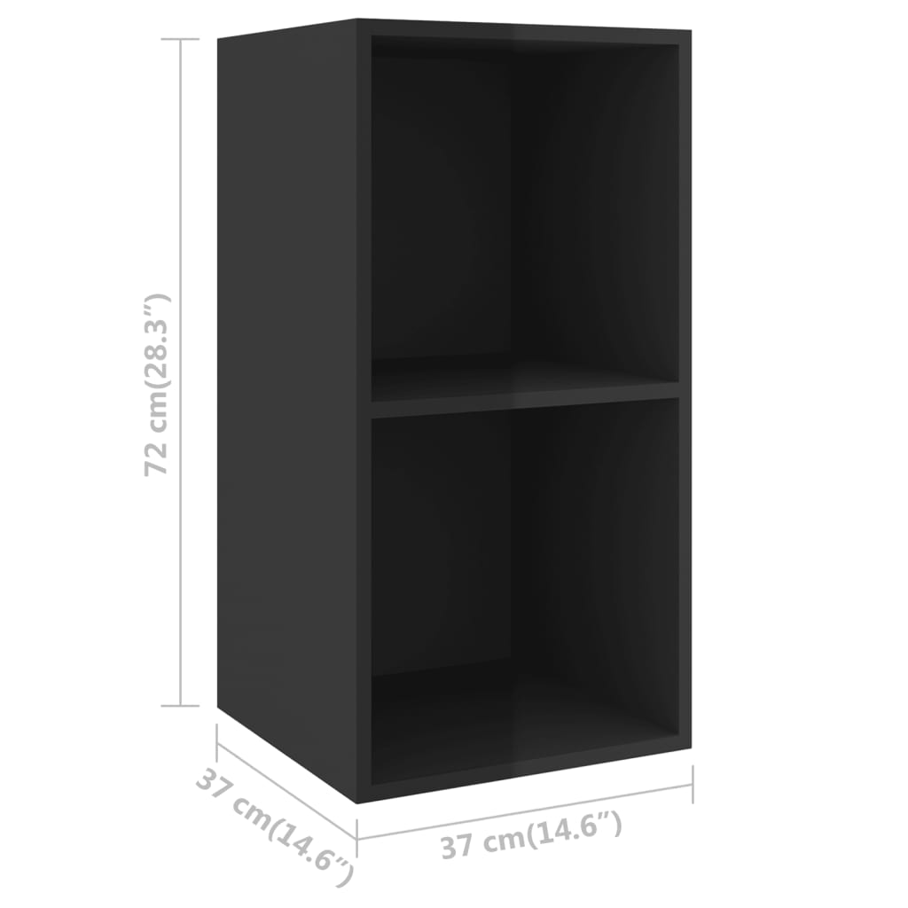 Armadietto da Parete per TV Nero Lucido 37x37x72cm Truciolato - homemem39