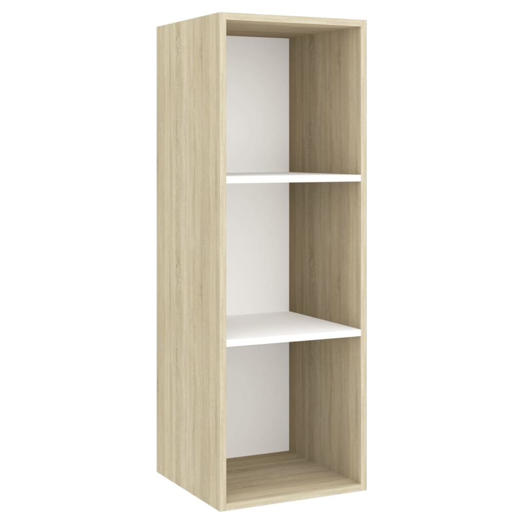 Armadietto per TV Bianco e Rovere Sonoma 37x37x107cm Truciolato - homemem39