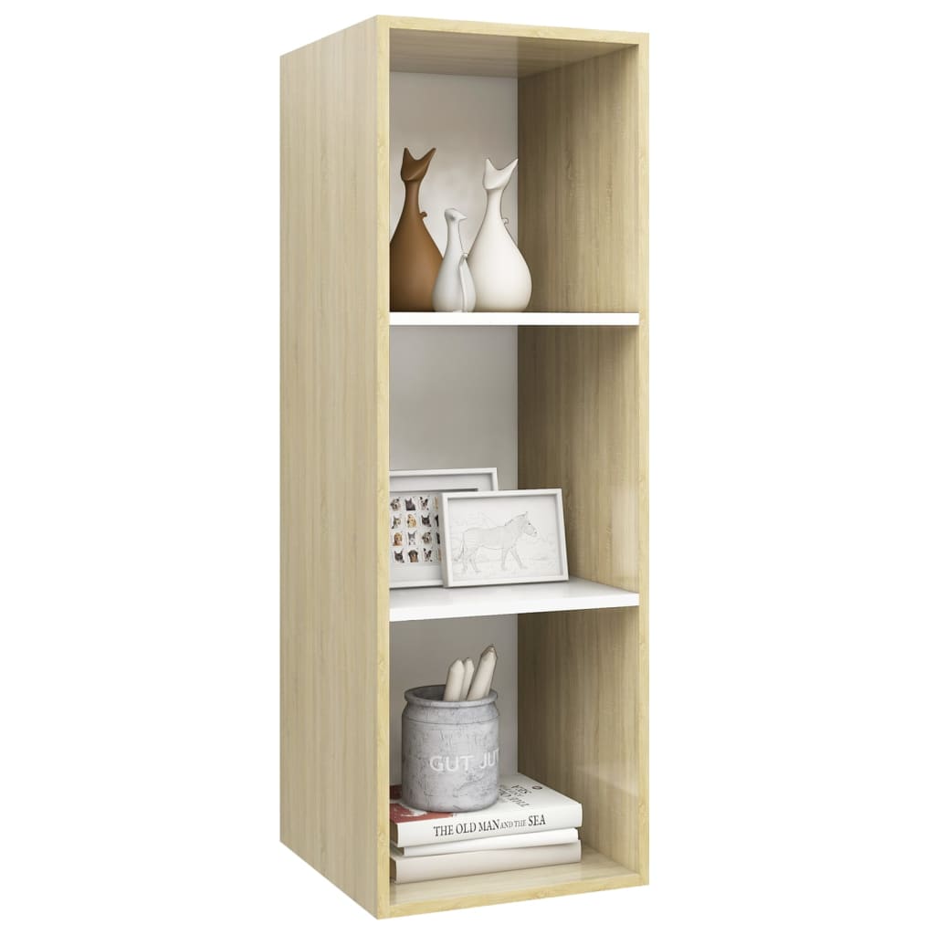 Armadietto per TV Bianco e Rovere Sonoma 37x37x107cm Truciolato - homemem39