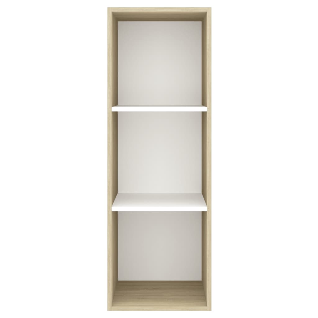 Armadietto per TV Bianco e Rovere Sonoma 37x37x107cm Truciolato - homemem39