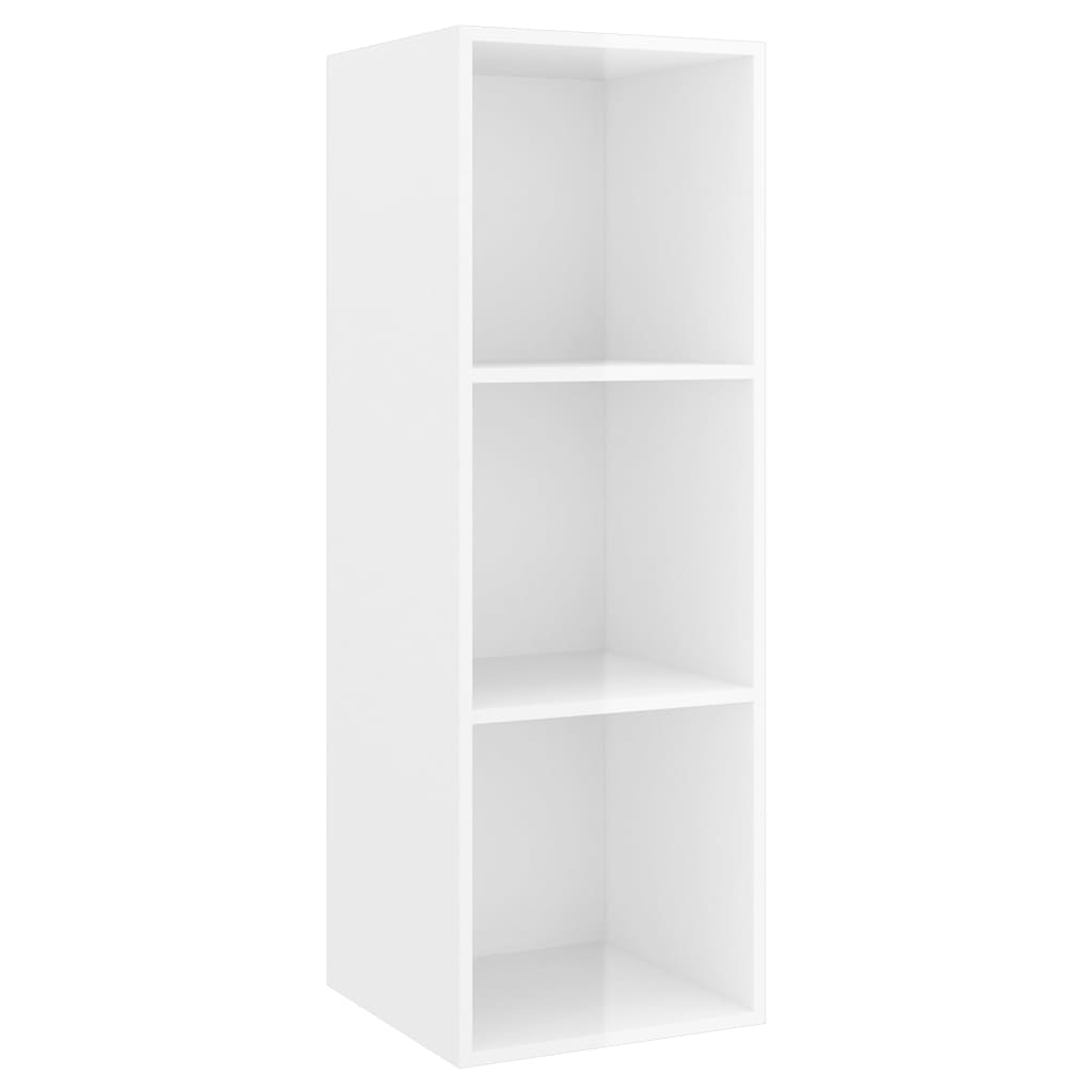 Armadietto a Parete per TV Bianco Lucido 37x37x107cm Truciolato - homemem39