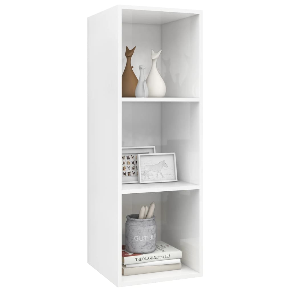 Armadietto a Parete per TV Bianco Lucido 37x37x107cm Truciolato - homemem39