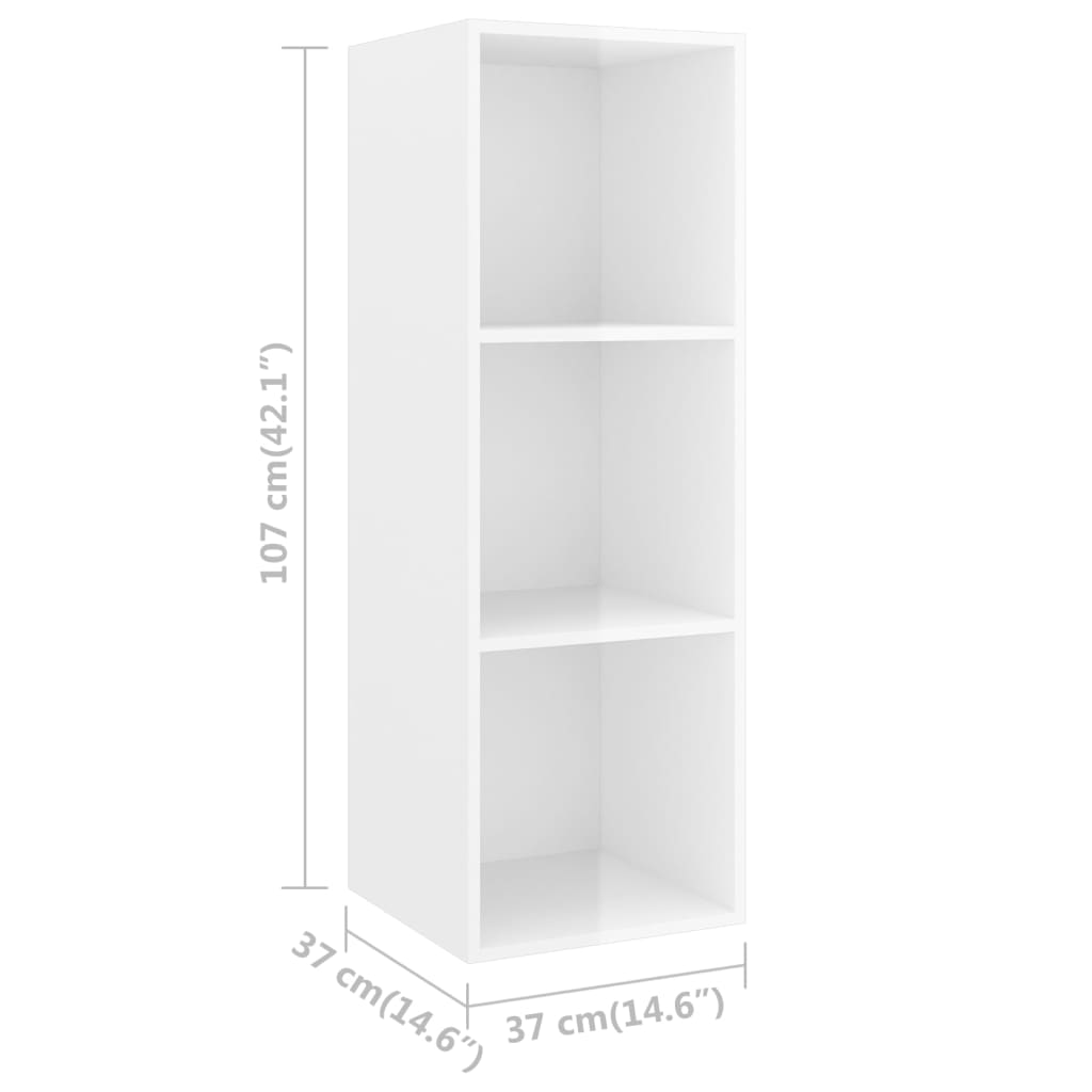 Armadietto a Parete per TV Bianco Lucido 37x37x107cm Truciolato - homemem39