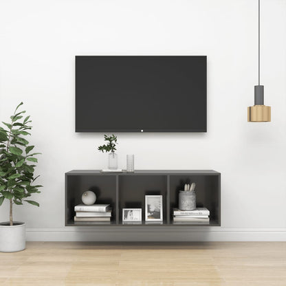 Armadietto a Parete per TV Grigio Lucido 37x37x107cm Truciolato - homemem39