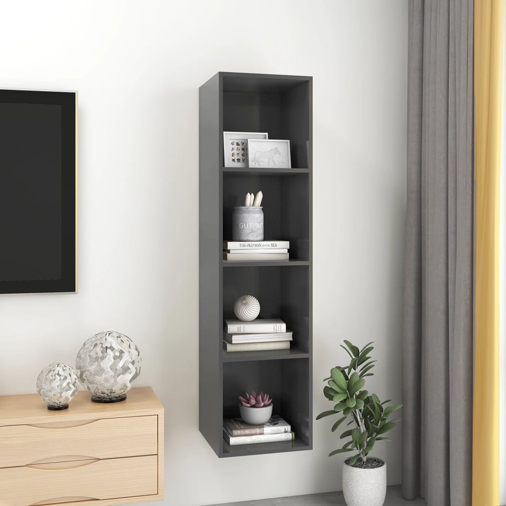 Armadietto da Parete per TV Grigio 37x37x142,5 cm in Truciolato - homemem39