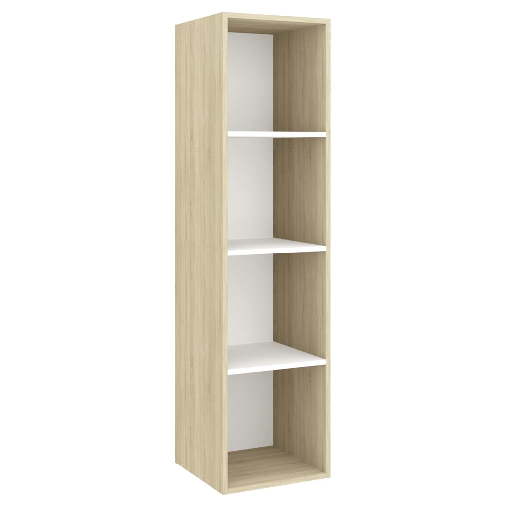 Armadietto TV Bianco e Rovere Sonoma 37x37x142,5 cm Truciolato - homemem39