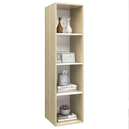 Armadietto TV Bianco e Rovere Sonoma 37x37x142,5 cm Truciolato - homemem39