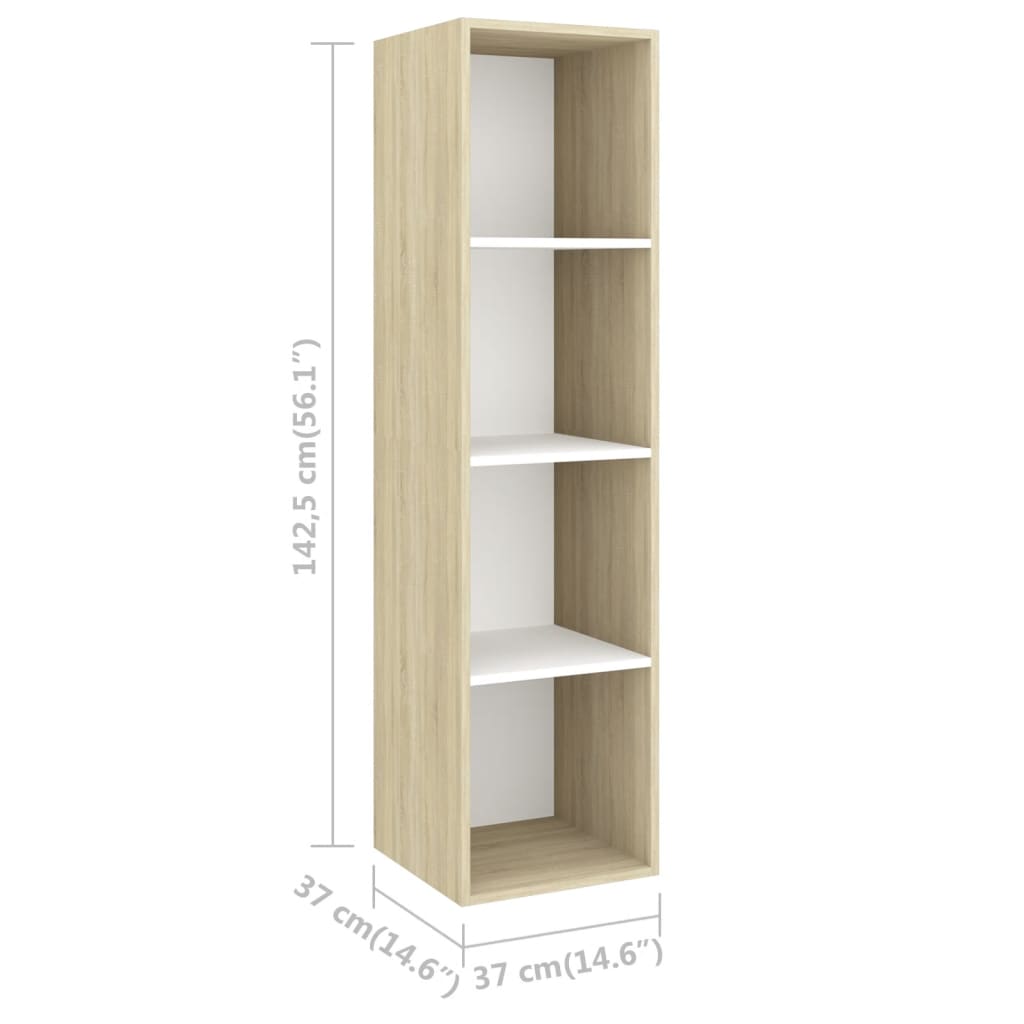 Armadietto TV Bianco e Rovere Sonoma 37x37x142,5 cm Truciolato - homemem39