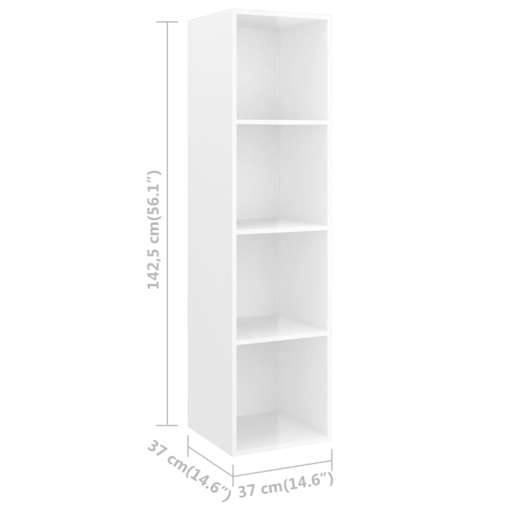 Armadietto a Muro per TV Bianco Lucido 37x37x142,5cm Truciolato - homemem39