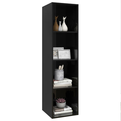 Armadietto a Muro per TV Nero Lucido 37x37x142,5cm Truciolato - homemem39